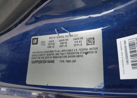 2013 Buick Verano z USA, uszkodzony, nr VIN 1G4PP5SK7D4144449